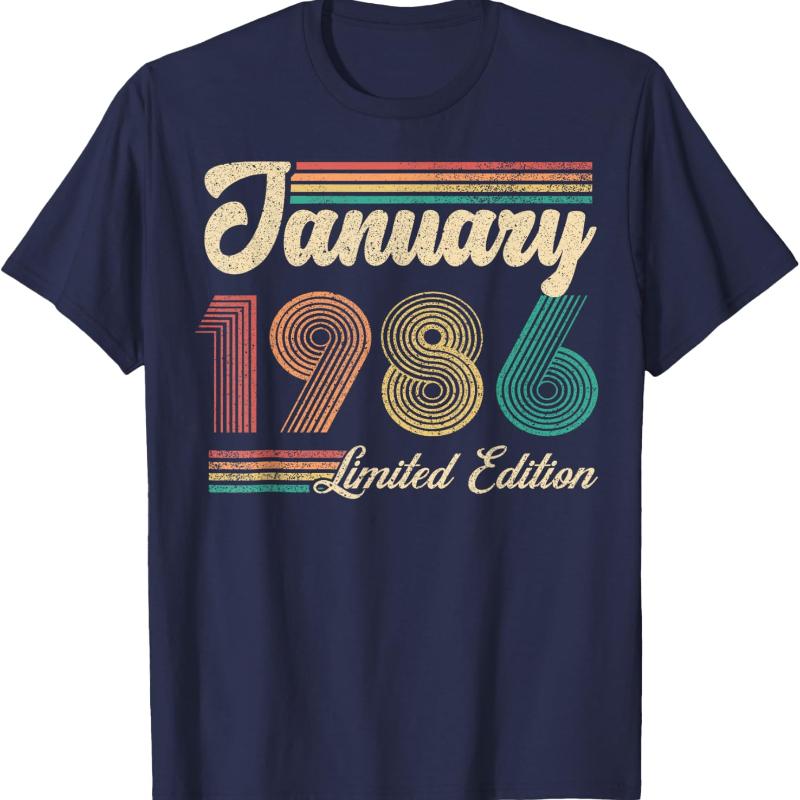 January Birthday Est 1986 Limited Edition Vintage 40th Unisex Printed TShirt Tops Commuter Allmatch Fashion Casual Shortsleev