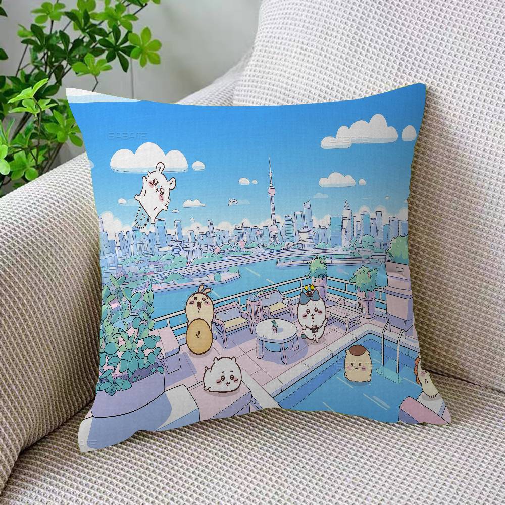 Cute Cartoon C-Chiikawas Pillow Cushion Cover Pillowcase Living Room Sofa Home Decor