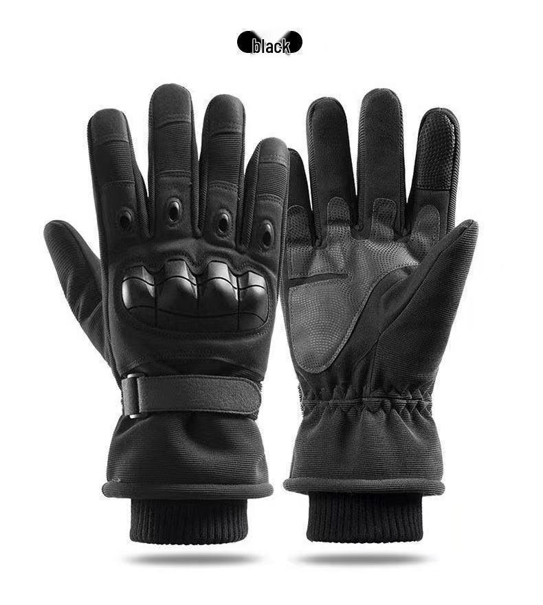 

Men s Fleece-Lined Tactical Gloves: Warm, Windproof for Outdoor Sports, Hiking, Skiing, and Riding One Size чёрный
