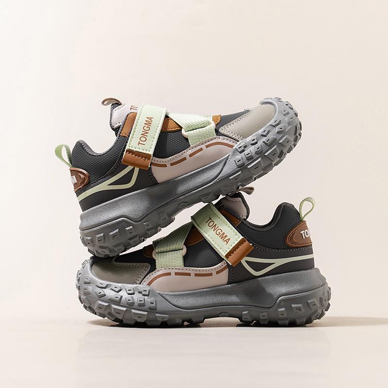 Children's Velcro Leather Sneakers for Spring and Autumn – Boys' Sports and Hiking Shoes
