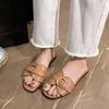2025 New Summer Fashion Women's Slippers  Square Toe Women's Flats Flip-flops Sliding Sandals Women's Luxury Sandals