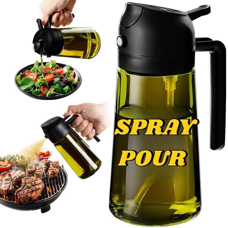 Oil Spray Bottle Oil Cruet Dispenser  Kitchen Items and Accessories 500ml Oil Spray for Cooking Plastics Spray Pour Camping BBQ чёрный