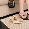 Fashion Eilyken Street Style Design Embroidery Mesh  Women Pumps Slippers Sexy Thin High Heels Pointed Toe Party Prom Shoes