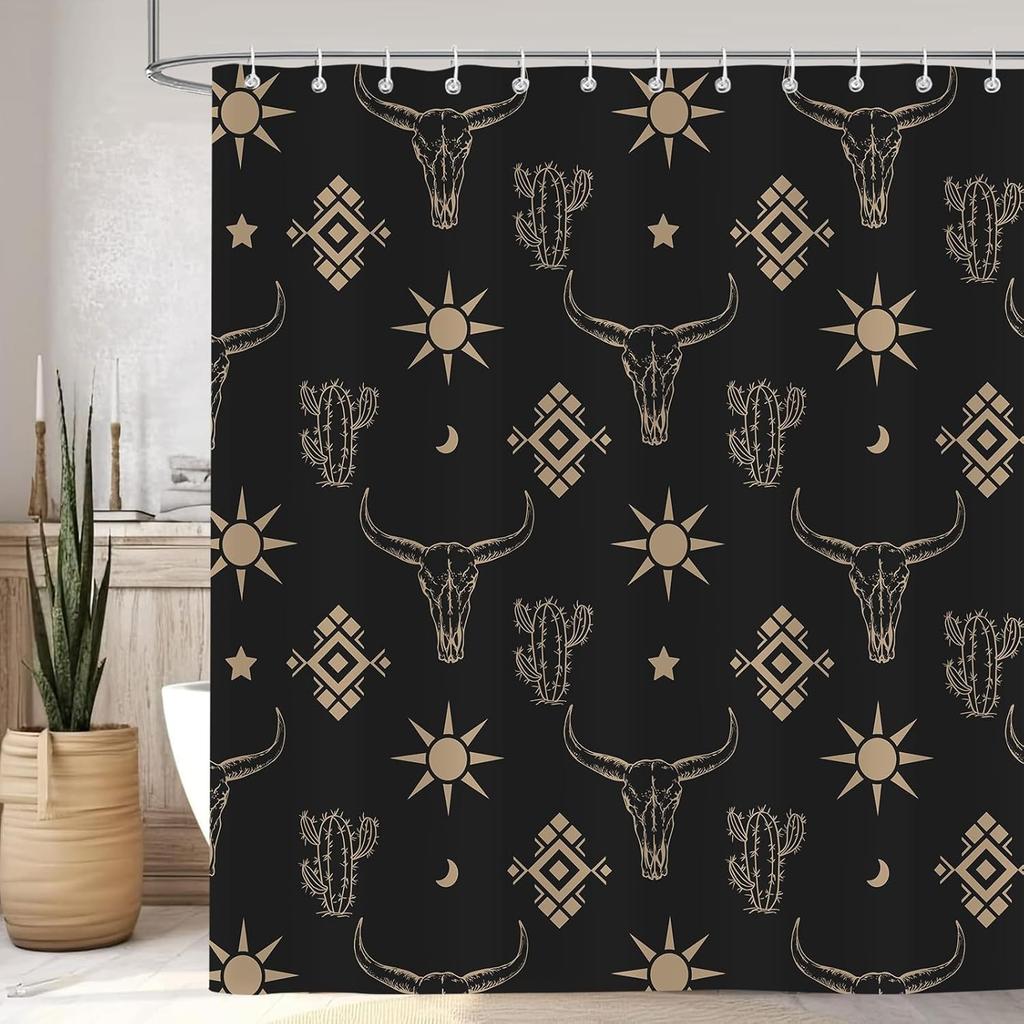 Mystical Black and Gold Astrological Waterproof Shower Curtain – Perfect for Adding a Unique and Stylish Touch to Your Bathroom