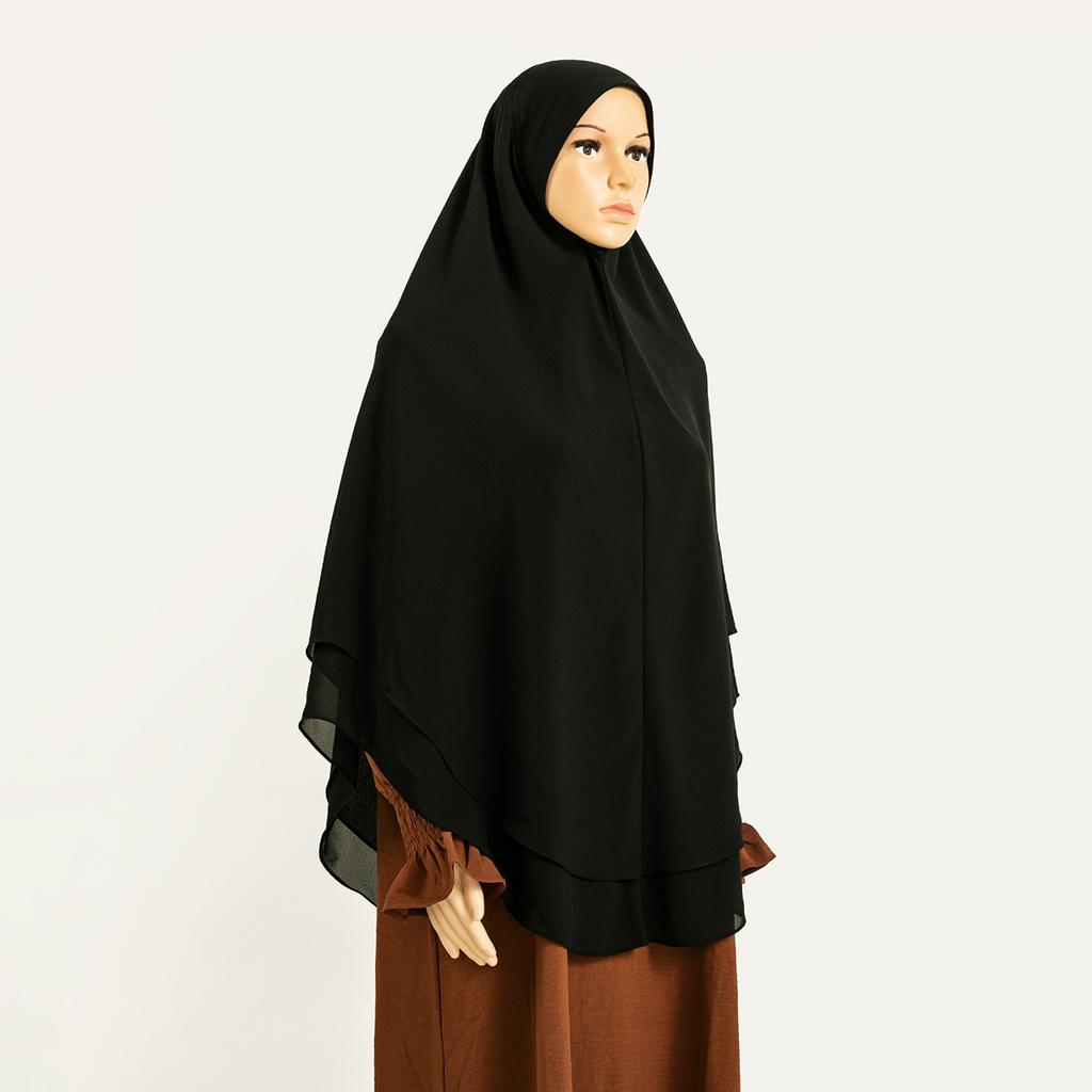 Double Layer Chiffon Instant Hijab Amira Women Solid Color Premium Quanlity Chiffon Khimar Full Cover Head Ready To Wear Scarf