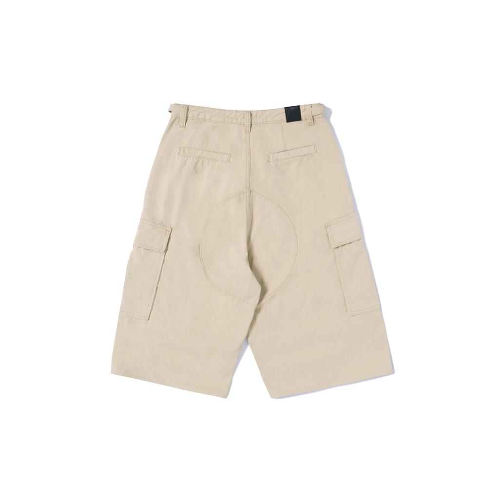 Nodeu Stone Washed Cargo Shorts (Beige)