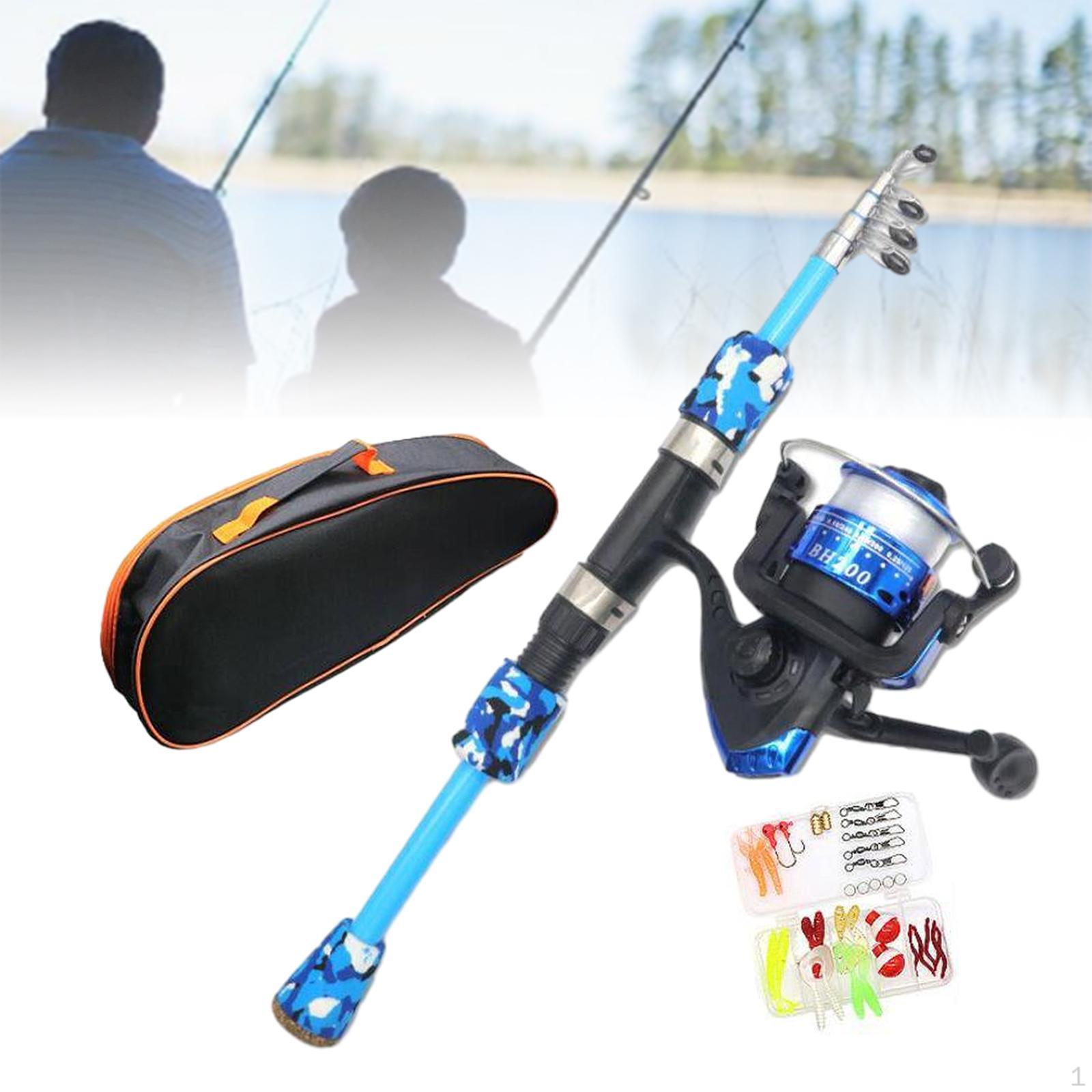 

Удочка для детей, телескопическая удочка, портативная ручка EVA, полный комплект, дети синий