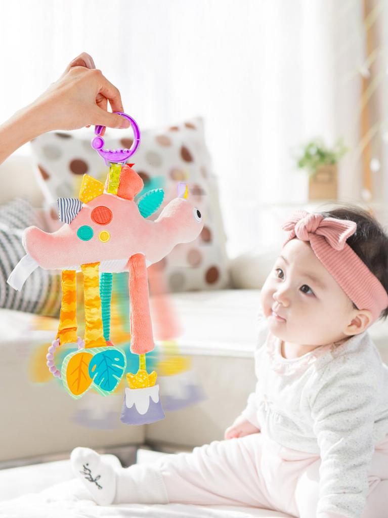 Baby Hanging Plush Soft for Car Baby Shower Dinosaur Toy, Toy, On-the-Go Toy, Long-Legged Rattle, Fabric, Baby, Stroller, Seat, Gift,