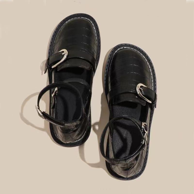 Small Leather Shoes Four Seasons Japanese Retro Lolita One-word Buckle with Low Heel Square Root Lolita Single Shoes Women