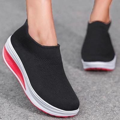 Fashion Fashionable Casual Shoes 2024 New Mesh Breathable Versatile Wedge Heel Solid Color Temperament Vulcanized Women's Shoes Sneaker