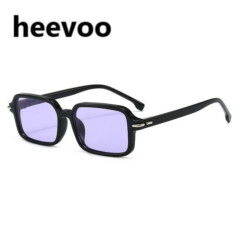 Occhiali da Sole Quadrati Vintage per Uomo Donna Lente Verde Oceano UV400 Montatura Rettangolare Occhiali alla Moda Borchie Occhiali da Sole