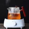Heat-resistant glass teapot side handle cooking tea pot 750ml high borosilicate glass tea cooker wooden handle teapot tea set