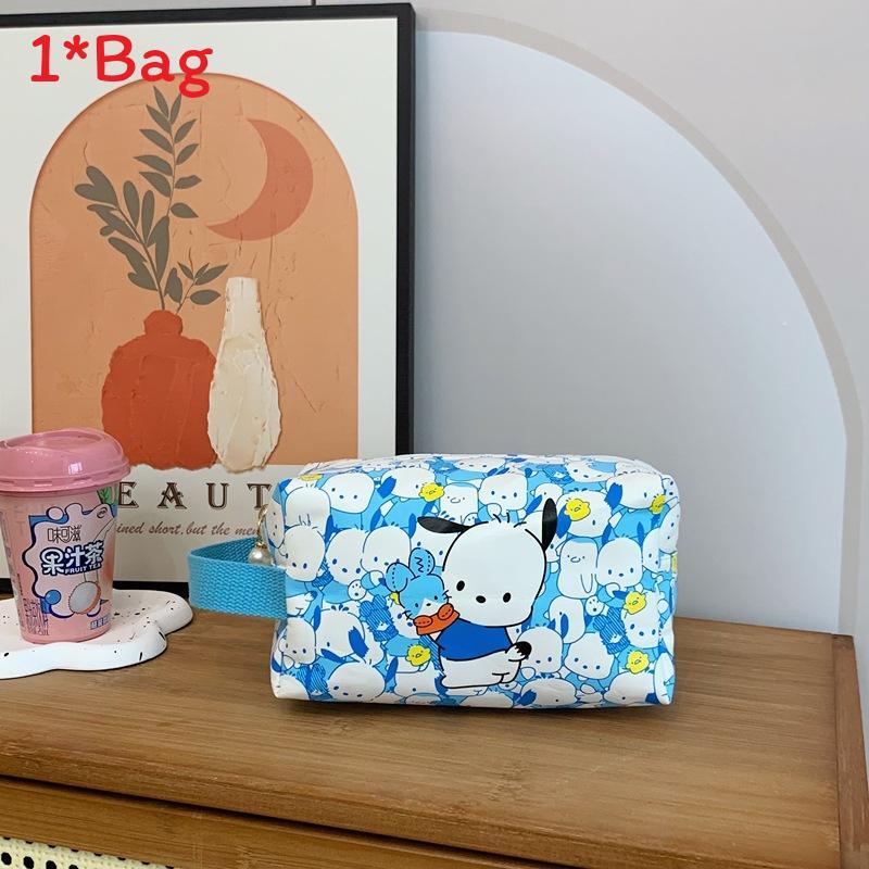 Cinnamoroll Kuromi Melody Print Nylon Travel Makeup Bag With Breathable Design For Unisex Use