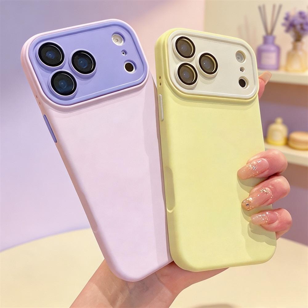 Fashion Contrast Color Lens Protection Silicone Phone Case For 17 Air 16 15 14 Plus 13 12 11 Pro Max Soft Cover