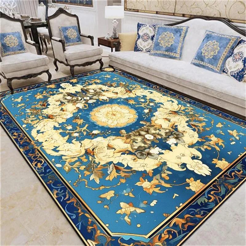Luxury Vintage Floral Area Rug – Non-Slip Machine Washable Carpet for Living Room Bedroom, Elegant Floor Mat