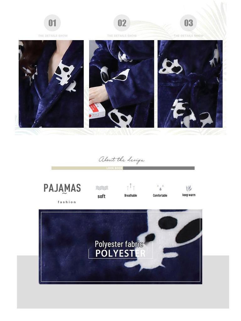 G5Z Couple's Flannel Robe: Thick Coral Fleece Bathrobes for Men & Women