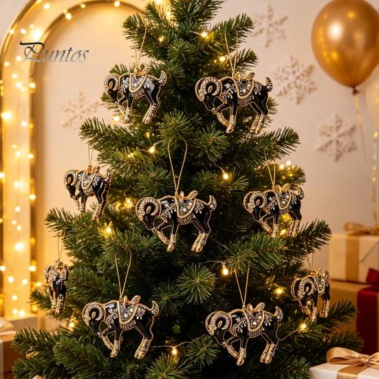 Lightweight Tree Ornaments for Holidays Black Goat Christmas Hanging Ornament, 2D Acrylic Festive Compact Restaurants Pendant, Decorative Car