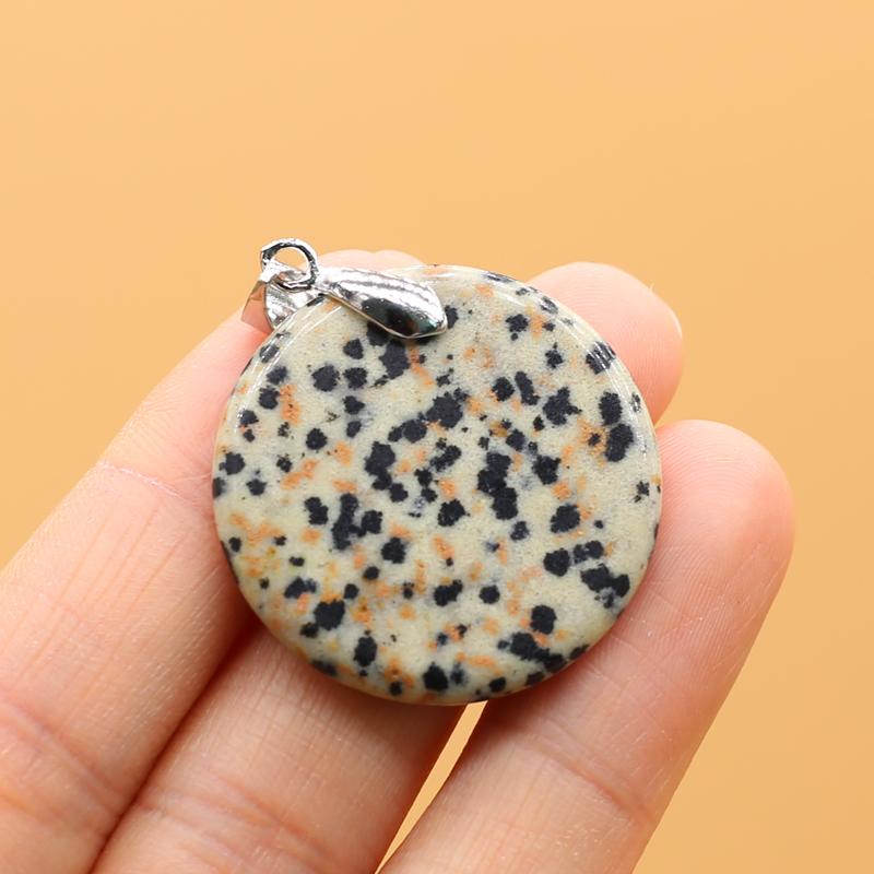 

1 шт. кулон с кристаллами исцеления ауры, модные круглые подвески из натурального камня для самостоятельного изготовления ожерелий, серег, украшений, аксессуаров, креативных ювелирных изделий, подарков 1Pc-30mm