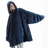 Women Warm Hooded Outerwear Solid Elegant Soft Double Fleece Jacket Unisex Pocket Pullover Long Hoodies Home Wear
