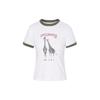 Levis Color Block Collar Animal Pattern Letter Print Short Sleeve T-Shirt Women Tops White A3523-0018
