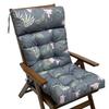 Garden Chair Pad with High Back Headrest, Tufted Outdoor Form and Seat Anchors 125 x 55 cm for Porch Use Daily
