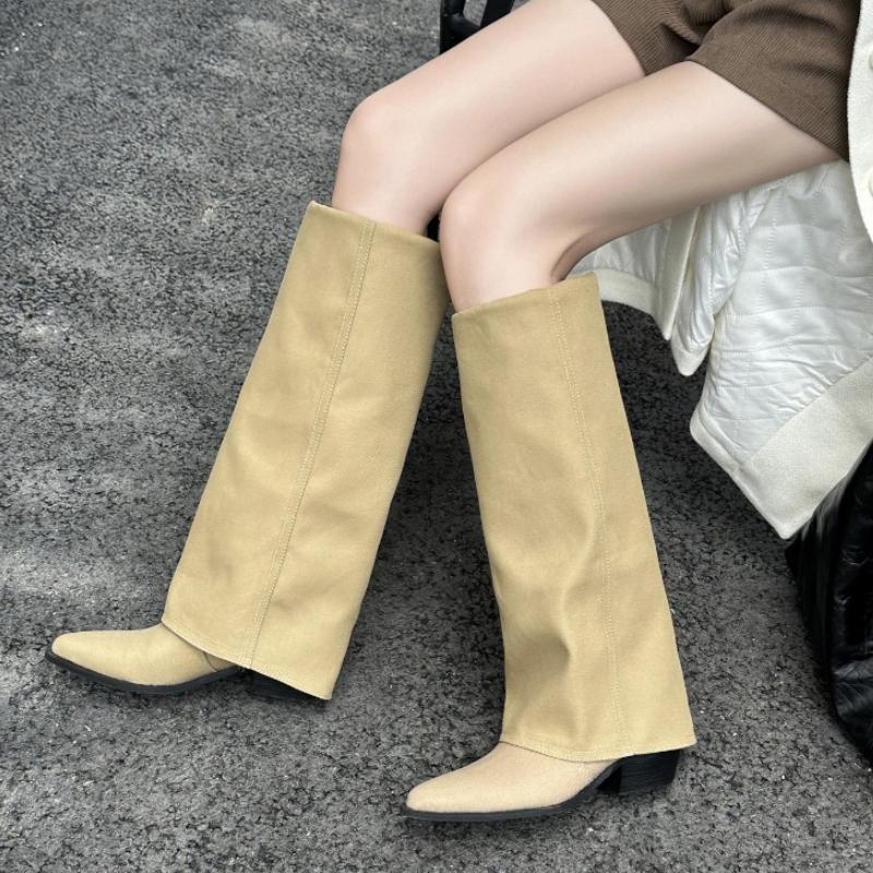 Fashion Autumn Winter Pointed Toe Women High Boots Street Style Banquet Party Dress Woman Pipe Long Boots Goth Botas Mujer