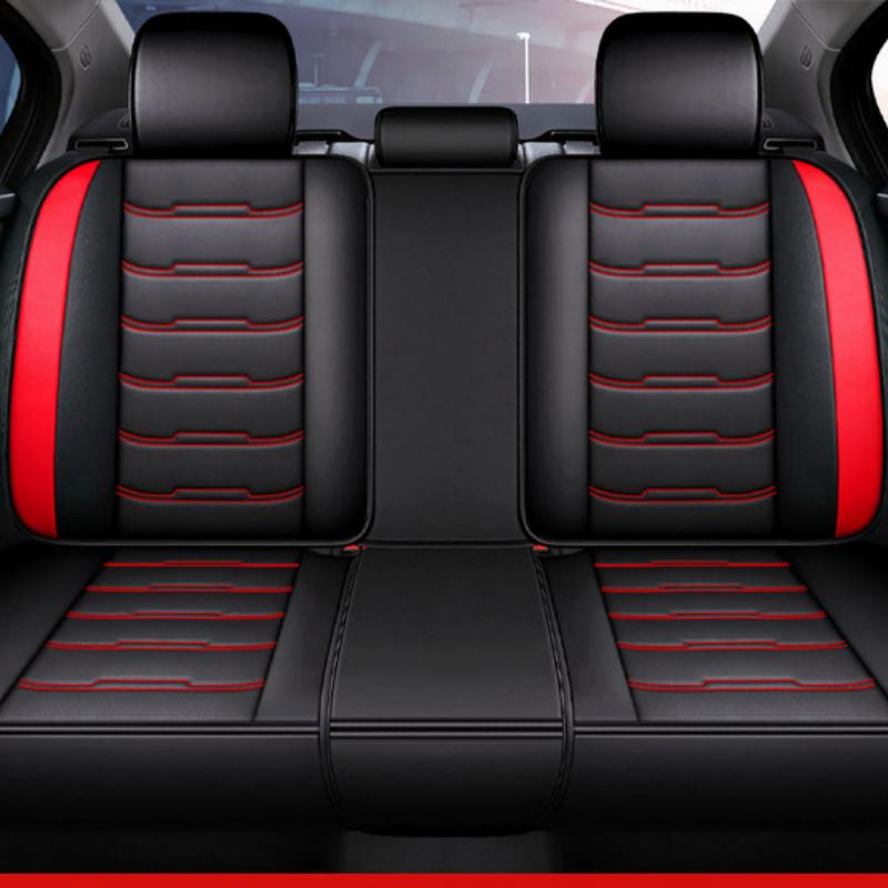 Universal Car Seat Cover Set PU Leather Vehicle Cushion Full Surrounded Protector Pad Anti-Scratch