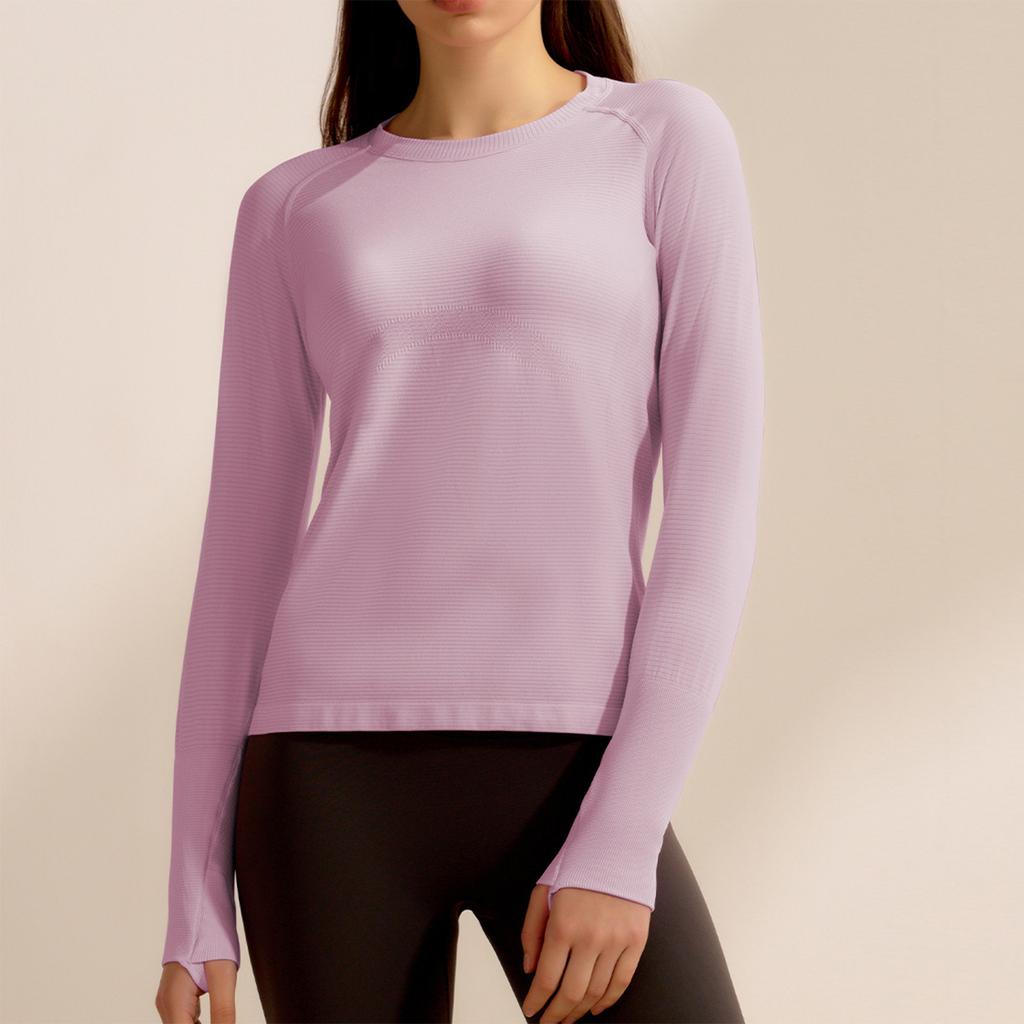 Dámská jednobarevná fitness souprava slim fit s návleky na prsty sportovní top s dlouhým rukávem