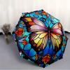 1pc Butterfly StainedGlass Compact Travel Umbrella, Automatic Folding Lightweight Windproof 8-Bone Reinforced Design, Portable for Backpack