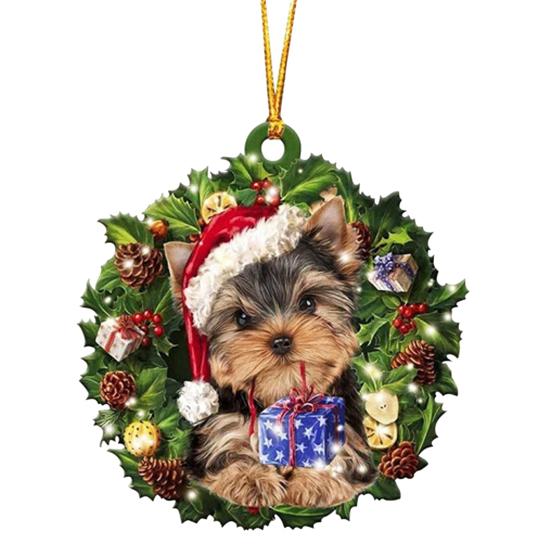 

Рождественская подвеска с животным принтом, декоративная, многоцелевая, подвеска-собачка для подвешивания на рождественскую елку, для дома 2
