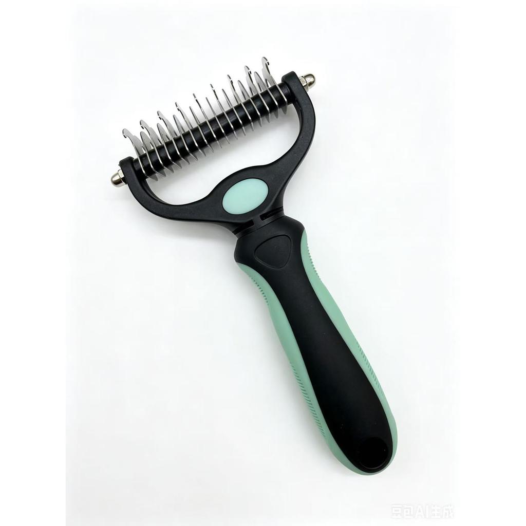Professional Ergonomic Pet Hair Remover Brush Double-Sided Steel Undercoat Dematting Rake & Deshedding Tool for Dogs & Cats