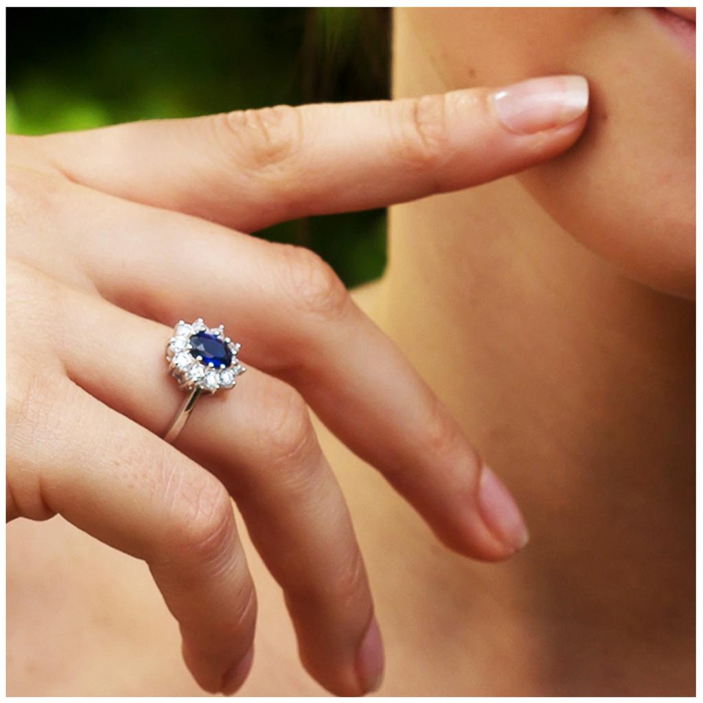 Sølvring 'Victorina' blå hvit sølv (rhodium) - 12x10mm