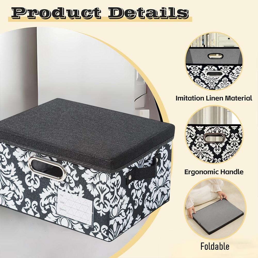European Style Clothing Storage Sundries Organizer Printed Boxes with Lid Foldable Closet Bins for Clothes Toys Desktop Sundries