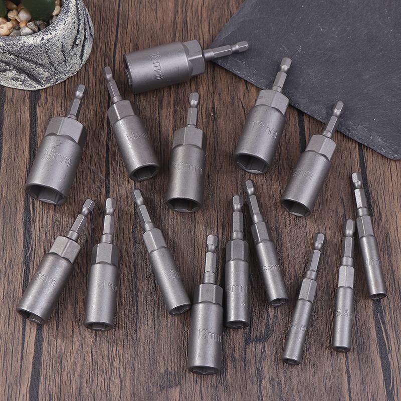 10/15Pcs Length Deepen Impact Socket Adapter 5.5-19Mm Power Nut Driver Socket Set 1/4-Inch Screwdriver Key Head Hand Tool Set