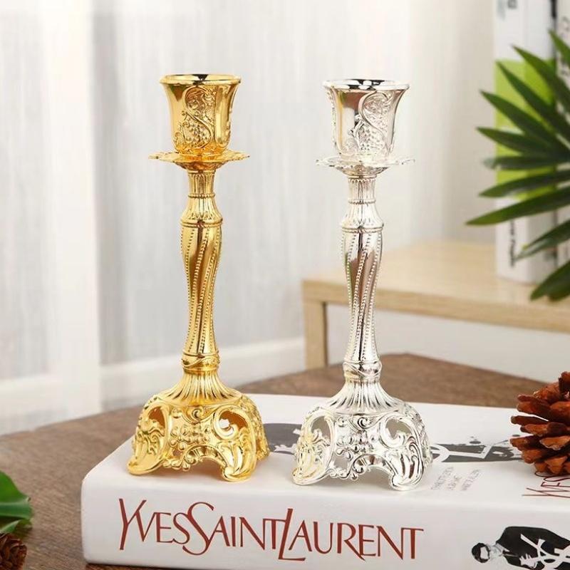 Vintage European Classical Wind Candle Holder Exquisite Pattern Decorative Lighting Practical Craft for Home