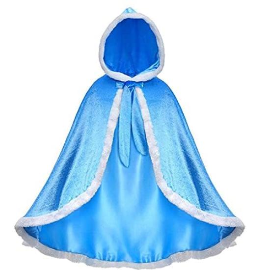 jbluelover Princess Solid Color with Ribbon Available in 3 Easy to Put On and Take Perfect for Stage Light Blue Kids' Cape, Decoration, Hooded,