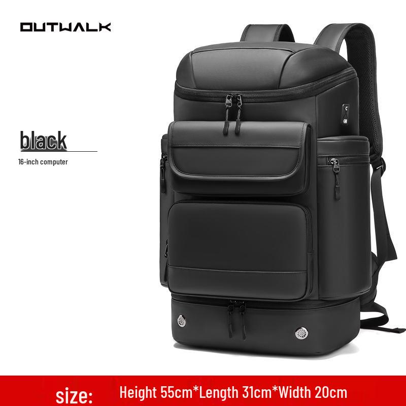 

Men s Large Outdoor Sports Backpack - Dual Shoulder, Casual Mountaineering with Logo Print чёрный