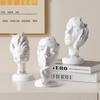 Artizanat din Rășină Statuie la Dimensiune Naturală Mască Facială Abstractă Tăcere Figurine Decorative Aurii Accesorii pentru Decorarea Casei