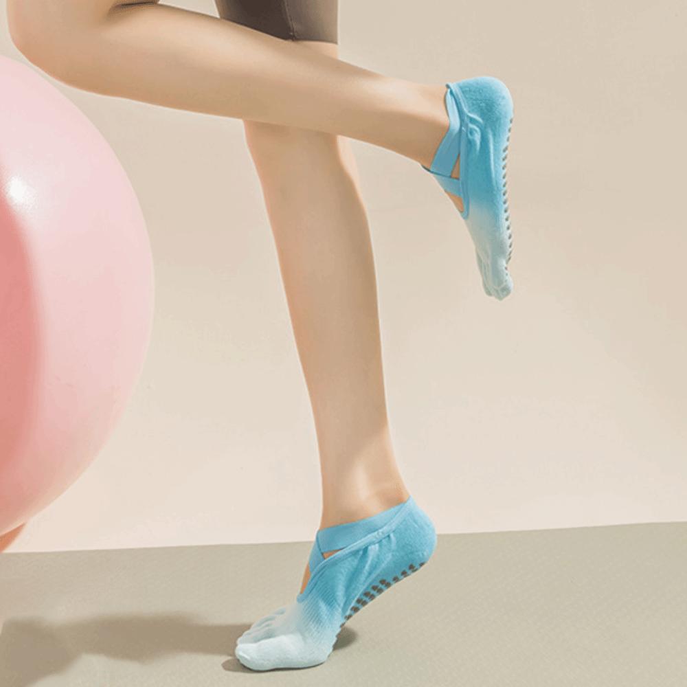1 Paar Rutschfeste Zehensocken für Yoga mit Überkreuzband Fünf-Zehen-Sportsocken Tanz