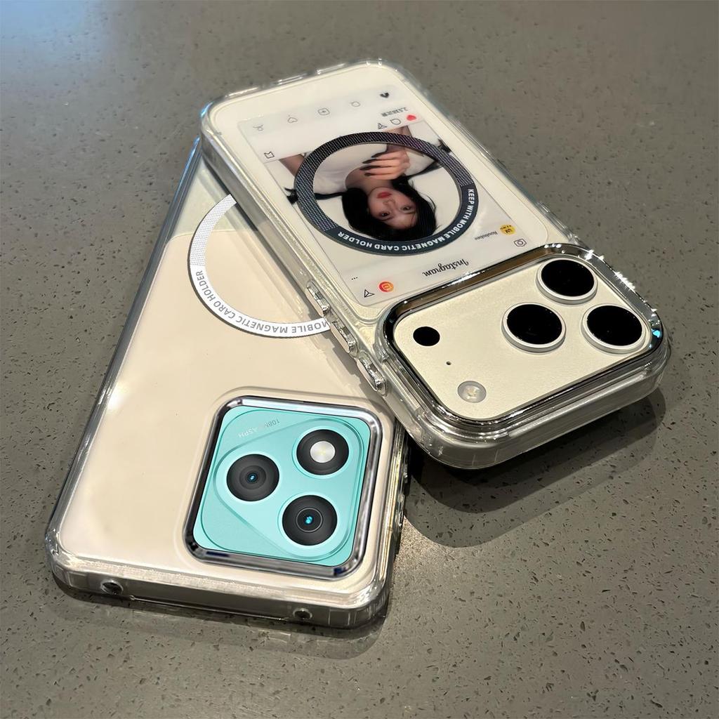 Magnetic Clear Phone Case for HONOR 400 Lite Card Insert DIY Photo Holder Soft TPU Cover