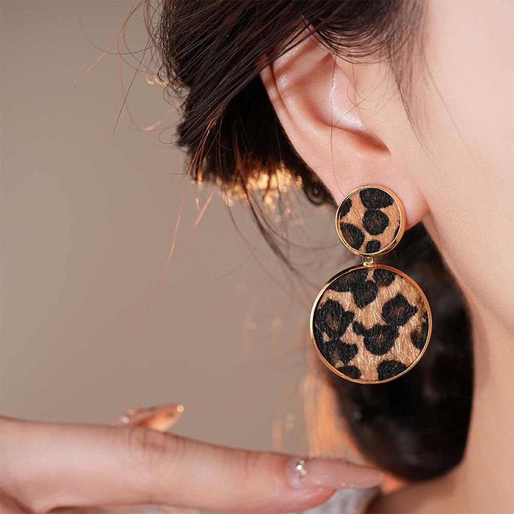 Retro Earrings Geometric Heart Leopard Print Earrings Light Luxury Earrings Fashion Accessories Gift For Women