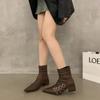 Designer Womens Boots Metal Belt Buckle Slim Boots Sexy Pointed Toe Leather Boot Zipper Ankle Boots for Women Short Boot