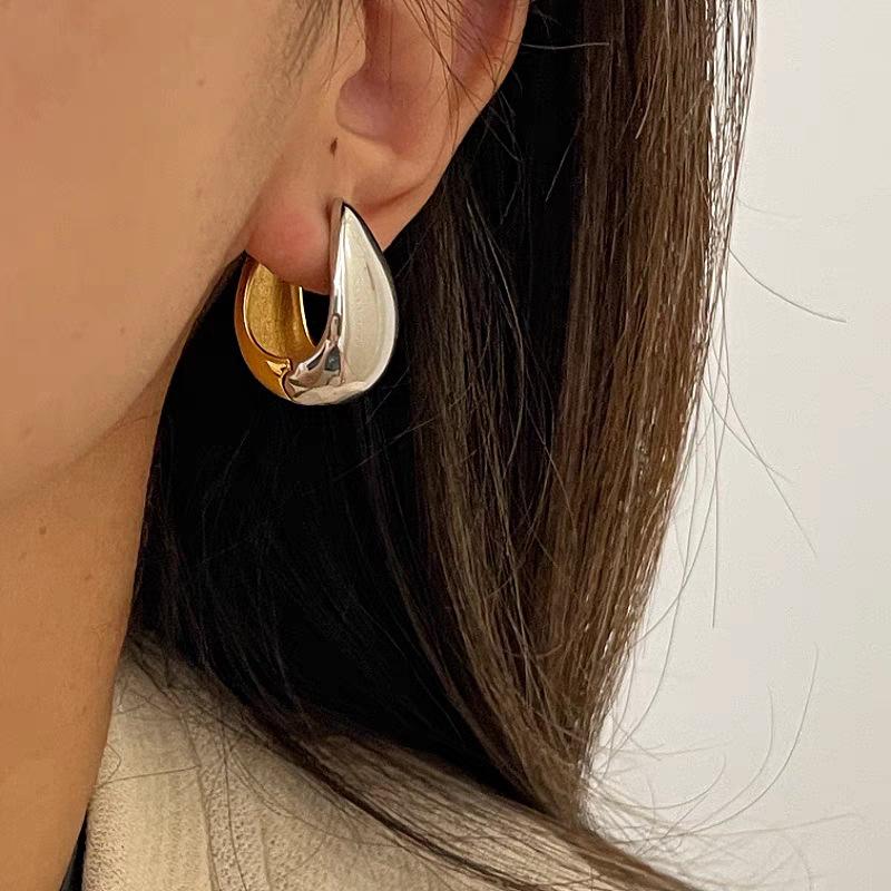 Fashion, Simple And Cold Style, Metal Gold And Silver Color Matching Ear Buckles, Earrings, Niche Creative Trend Earrings, Women