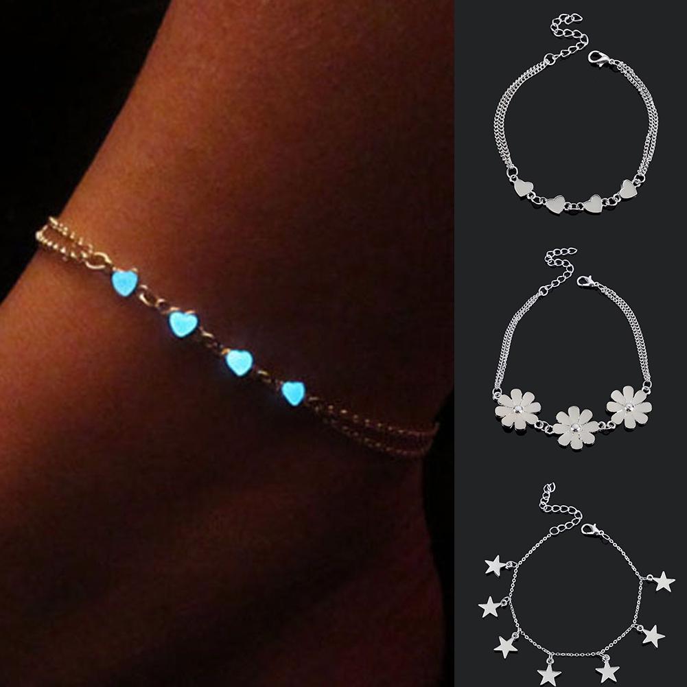 Little Star Heart Flower Glow in the Dark Ankle βραχιόλι Γυναικεία κοσμήματα Anklet