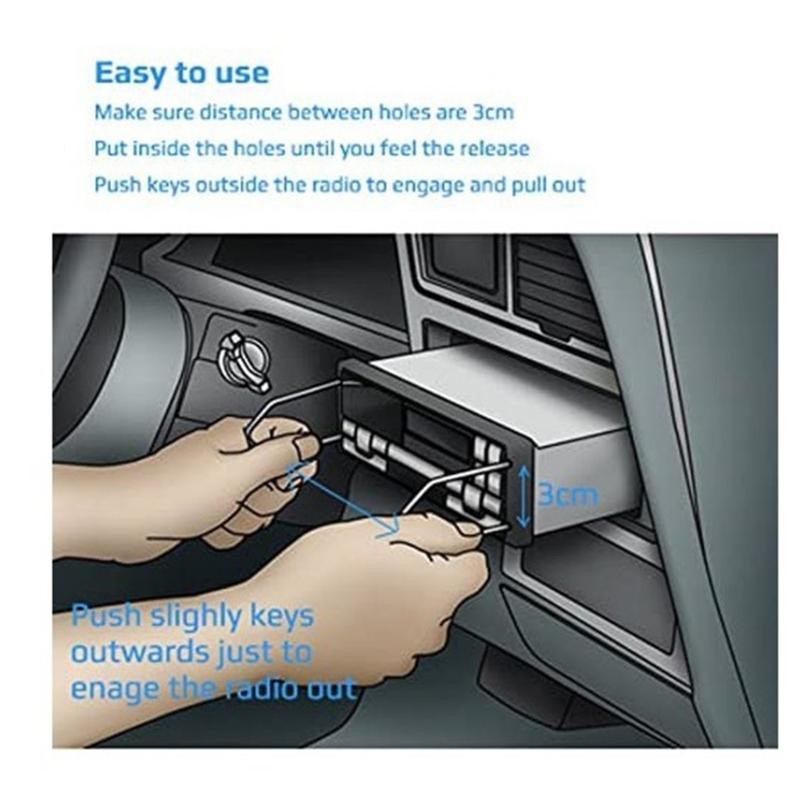 Autoradio-Entfernungswerkzeug Schlüssel DIN-Entriegelungsschlüssel Set Passend für die meisten Modelle Headunit Medienplayer Stifte Radio Reparatur