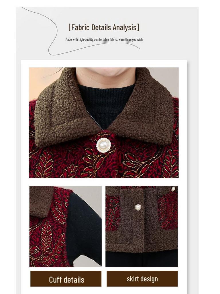 Women's Fleece-Lined Shawl Vest - Winter Wool, Mid-Aged & Elderly Style
