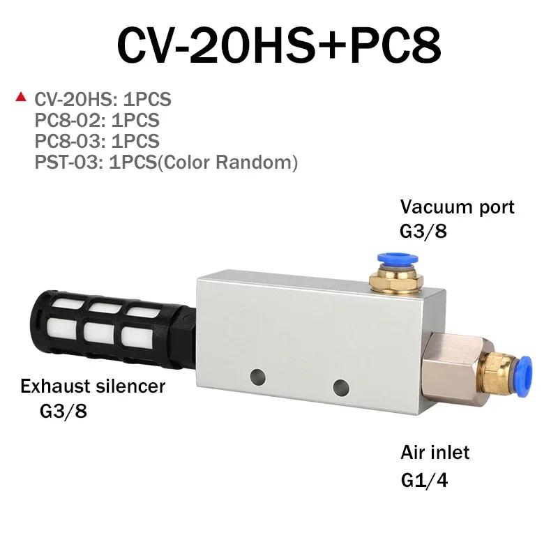 Pneumatischer Vakuumgenerator CV-10HS Hoher negativer Venturi-Luftausstoß-Ejektor 15HS 20HS 25HS 30HS