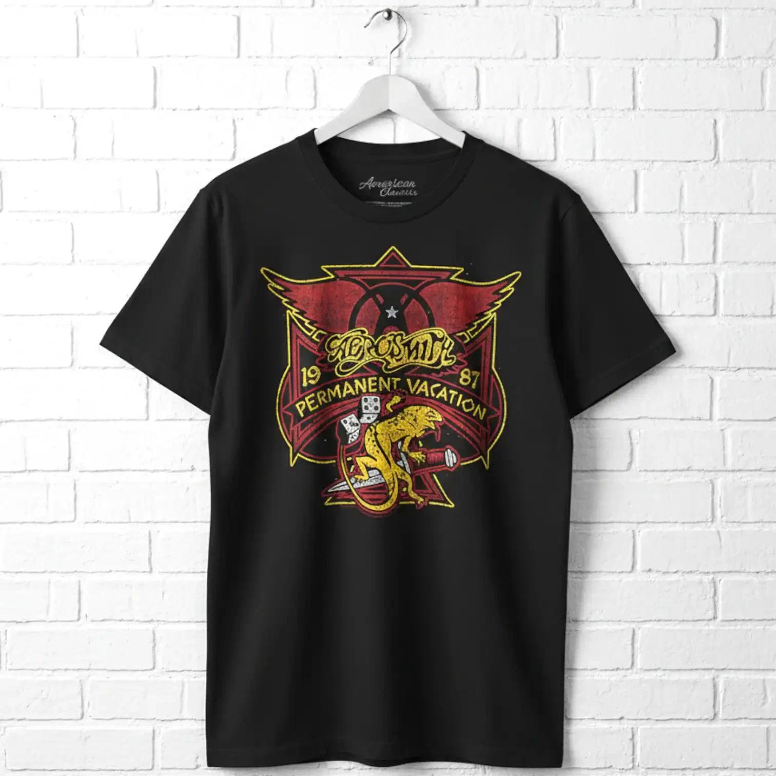 Aerosmith Permanent Vacation Lizard 1987 Men s T Shirt XXXL