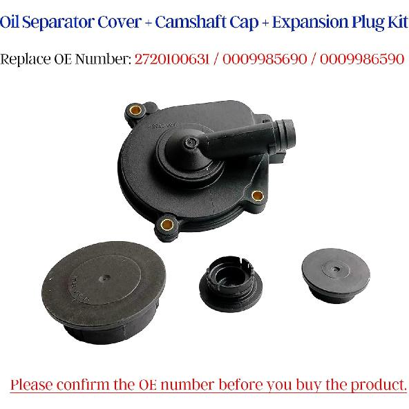 Oil Separator Cover and Camshaft Expansion Plug Kit PCV Vent Valve Crankcase Breather for Mercedes E350 C230 C300 C350 ML350 ML450 SLK300 2720100631