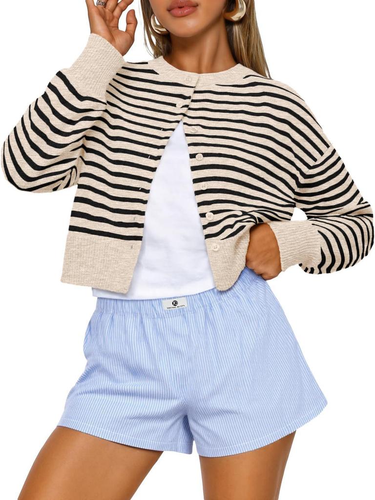 Cropped Cardigan Sweaters for Women Fall Fashion Clothes 2026 Lightweight Knit Button-Down, Versatile Layering Piece for Fall, Spring & Office Wear